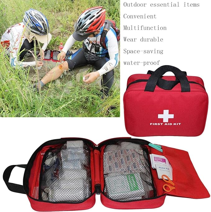 AOUTACC Nylon First Aid Empty Kit,Compact Waterproof and Lightweight First Aid Bag with Zippered for Emergency at Home, Office, Car, Outdoors, Boat, Camping, Hiking(Bag Only)