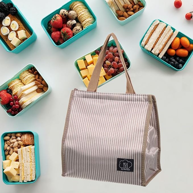 PATIKIL Insulated Lunch Bag, Oxford Cloth Waterproof Lunch Tote Bag Thermal Portable Lunch Box Food Container for Work Office Picnic Outdoor, 9.45"x5.91"x8.66", Brown