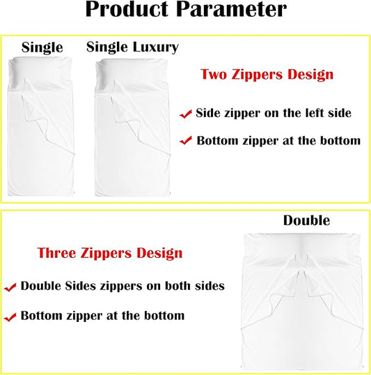 Brand - GANNAFEE Cotton Sleeping Bag Liner with Zipper - 100% Cotton Travel Sheet Sleep Sack Adult - Travel Sleeping Bag for Hotels Camping Hiking