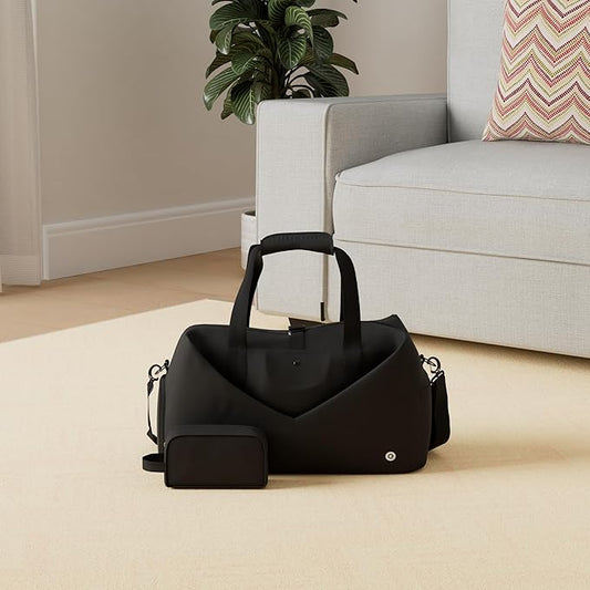 Ceneda 20" Gym Duffel Bag with Wet Pocket Shoes Compartment Portable Overnight Weekender Bag Travel bag Yoga Bag for Women (Black)