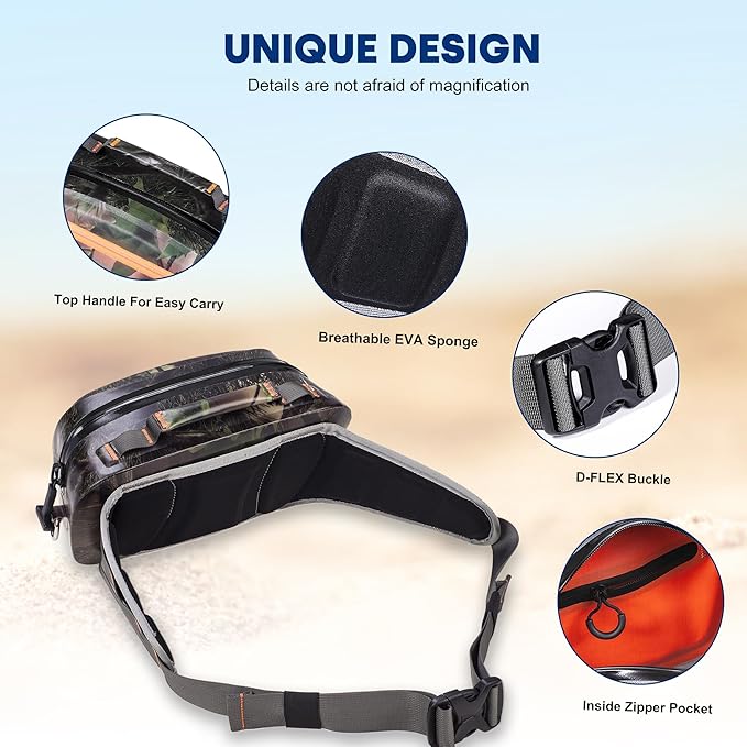 WILD HEART Airtight Waterproof Waist Bag Luya Bag 3D Dimension Shape Case 3.6L TPU Material for Outdoor Kayaking, Rafting, Boating, Swimming, Camping, Hiking, Beach, Fishing (Army Green)