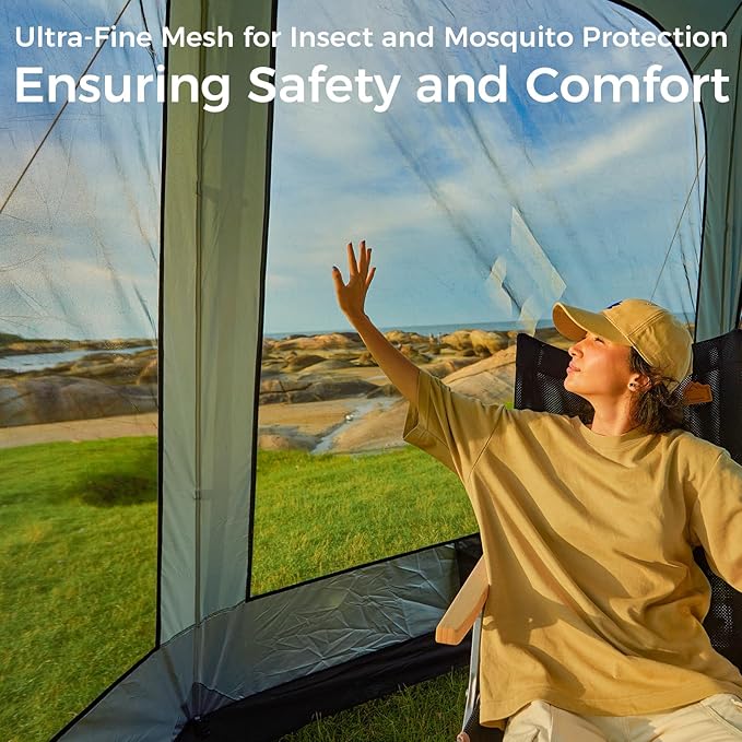 KingCamp Screen Tent, Camping Tent for 6-8 Person 12' x 12' Portable Screen House Room with Detachable Sunshade for Camping, Garden & Backyard