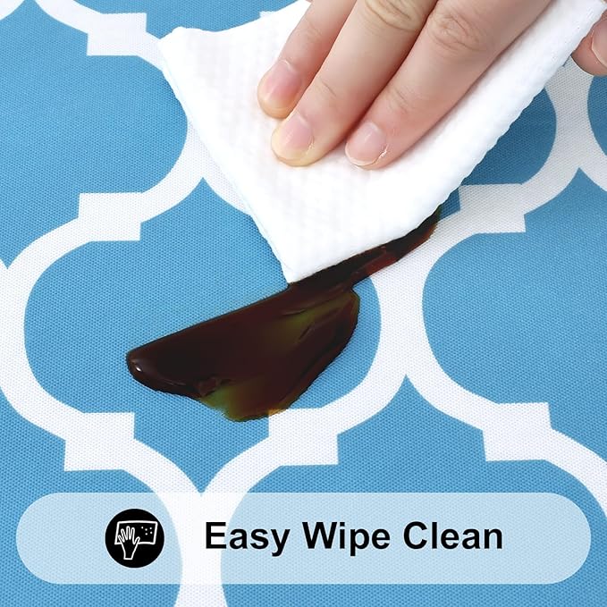 Smiry Rectangle Picnic Table Cover, Waterproof Elastic Fitted Camping Tablecloths for 4 Foot Tables, Wipeable Flannel Backed Vinyl Tablecloth Protector for Indoor, Outdoor (Light Blue, 30x48 Inches)