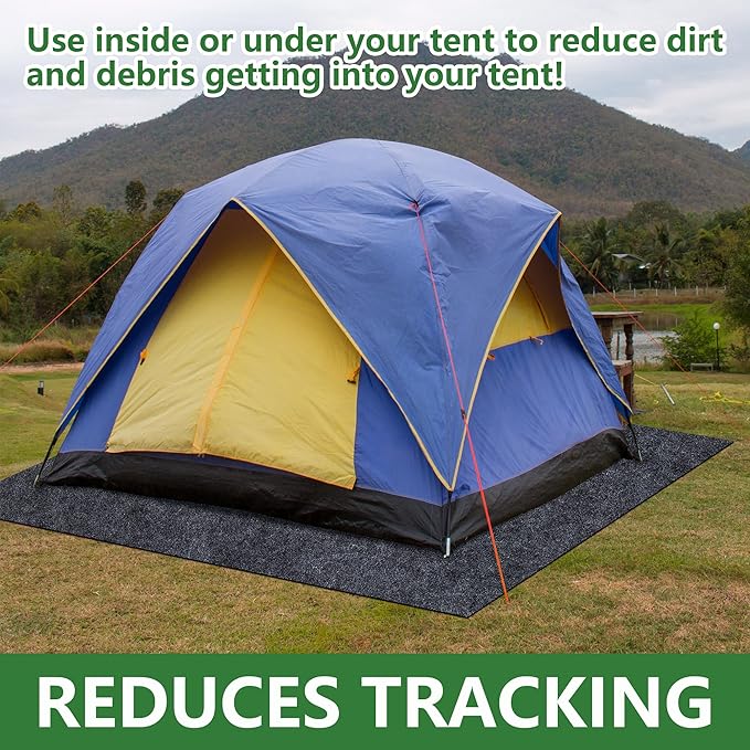 DECOHS 6.2 x 5 Ft Camping Tent Carpet Mat- Waterproof Outdoor Tent Rug- Portable Cutable Picnic Camping Floor Blanket for Outdoor Camping Lawn Supplies, Large, Black