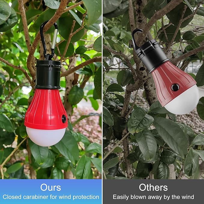 Coideal Camping Tent Lights Lamp - 4 Pack Portable LED Camp Light Bulbs Lantern Battery Powered for Hurricane Emergency Backpacking Hiking Outdoor and Indoor, Outage