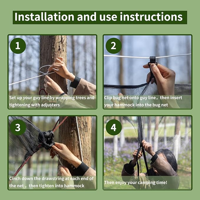 ISAGAPOY Hammock Bug Net The Mosquito Net for Hammocks Lightweight Portable Hammock Netting, Fast and Easy Set Up, Fits All Camping Hammocks