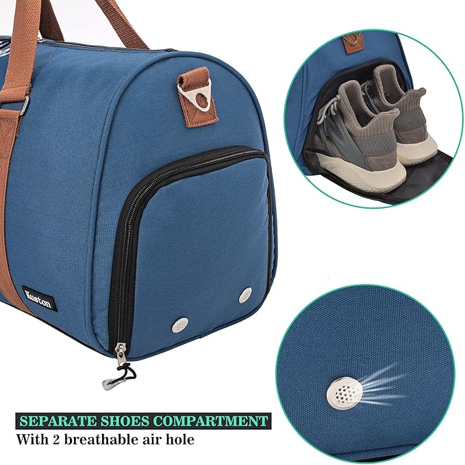 Kuston Sports Gym Bag with Shoe Compartment&Wet Pocket,Travel Duffel bag,Weekend Bag,Workout Bag Suitable for Men and Women