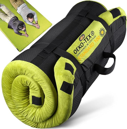 3 Inch GAIALOOP Thick Memory Foam Camping Mattress Sleeping Pad [Car/Tent/Cot] Glamping Portable Floor Mat Roll Up Futon Mattress for Guests Sleepover