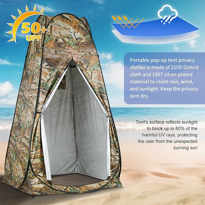 Pop Up Privacy Shower Tent, Outdoor Portable Changing Tent Camping for Camping Beach Toilet Shower Bathroom Changing Room Sun Shelter with Window with Carry Bag