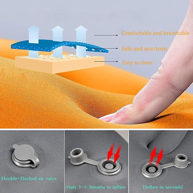 SUNYAO Ultralight Inflatable Camping Pillows - Compressible, Compact, Inflatable, Comfortable, Ergonomic Pillow for Neck & Lumbar Support While Camping,Backpacking,Hiking