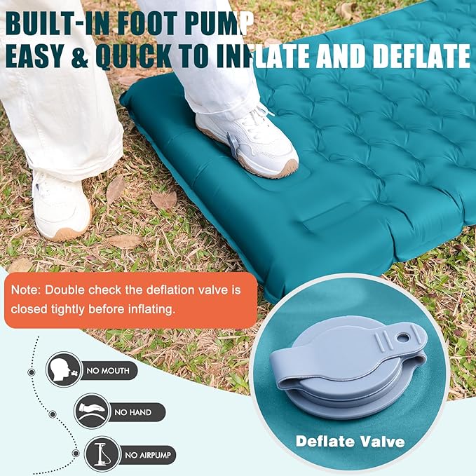 Inflatable Camping Sleeping Pad with Pillow, Extra Thickness 4 Inch Sleeping Mat with Built-in Pump, Compact & Ultralight Camping Air Mattress for Backpacking Hiking Tent Traveling