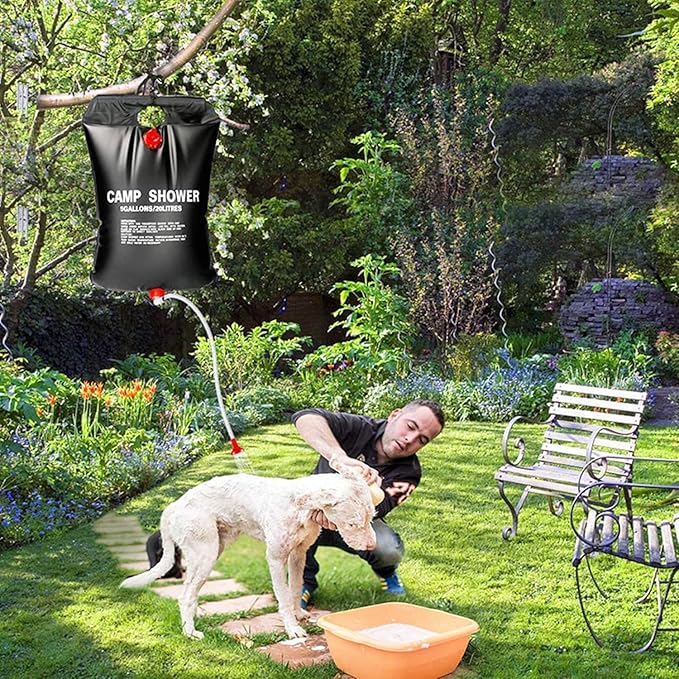 Solar Shower Bag, Gallons/20L Portable Camping Shower Bag with Hose and Shower Head Removable Shower Bag for Camping Beach Swimming Outdoor Traveling.