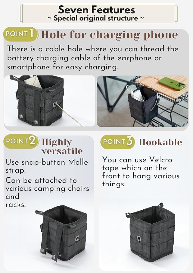 camping moon Storage Box Accessory Small Gear Organizer XS Black BG-1212BK (Black)