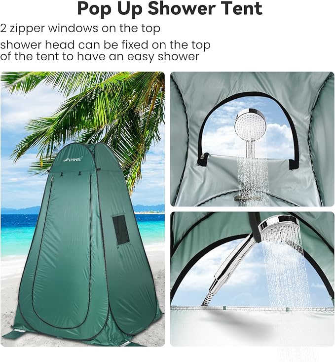 Pop Up Shower Tent, 75” x 48”x 48” Portable Outdoor Bathroom Privacy Shower Camping Tent Changing Toilet with Carry Bag, for Camping Hiking Beach Picnic Fishing