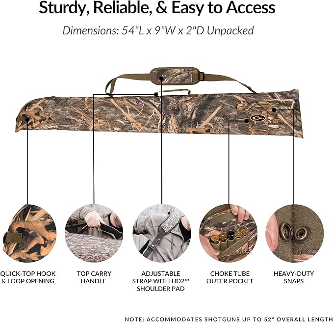 Drake Waterfowl® Side-Opening Soft Gun Case - Water Resistant, Adjustable Strap, Choke Tube Pocket - Tactical Shotgun Case