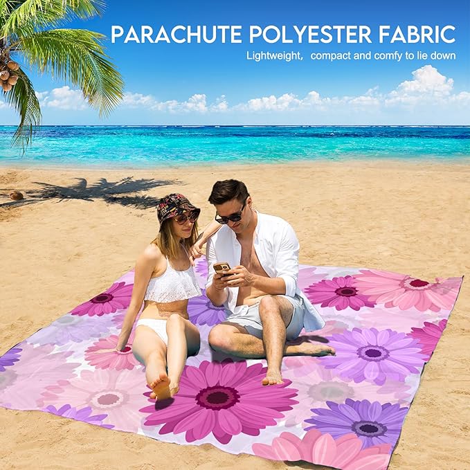 BYDOLL Beach Blanket 78''X81'' 4-7 Adults Oversized Lightweight Waterproof Sandproof Blanket for Beach Large Picnic Mat Travel Camping