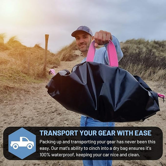 Hang 11 Wetsuit Changing Mat Bag - Surf Changing Mat with Shoulder Strap, Wetsuit Bag Waterproof, Keeps your Wet Suit & Car Clean, Surf Change Gear, Surfing Accessories, Surfing Gifts