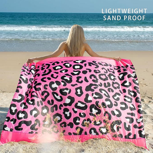 Sandproof Waterproof Beach Blanket, 80"x80" Large Beach Mat for 4-6 Adults, Lightweight Quick Dry Windproof Picnic Mat