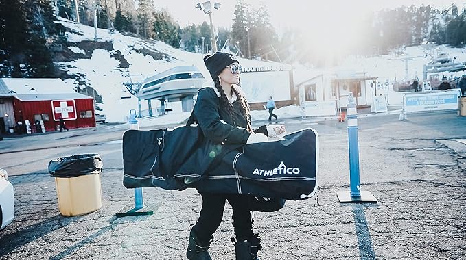 Athletico Two-Piece Snowboard and Boot Bag Combo | Store & Transport Snowboard Up to 165 CM and Boots Up To Size 13 | Includes 1 Snowboard Bag & 1 Boot Bag (Black)