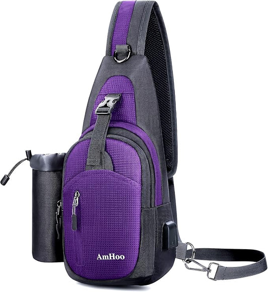 AmHoo Sling Backpack Chest Shoudler Crossbody Bag Water Resistant Hiking Daypack