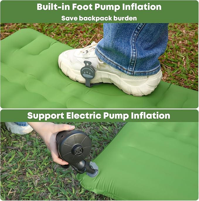 Sleeping Pad 4.7" Extra Thick, Upgraded Reinforced Support Structure with Built-in Foot Pump and Pillows Portable Camping Air Mattress Bed for Tent Backpacking Hiking