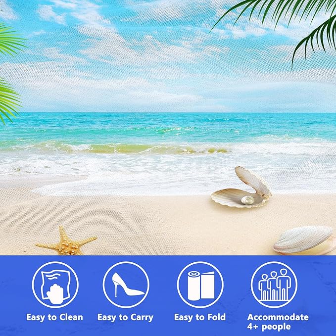 Picnic Blanket, Foldable Waterproof Sand Mat, Extra Large Picnic Blanket Outdoor Picnic Mat Beach Blanket for Park Grass Camping Hiking Travel Family Concerts