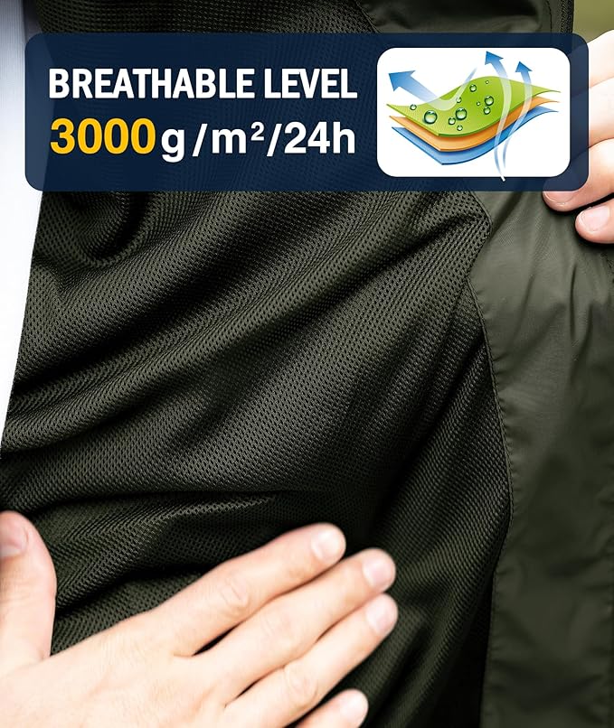 SWISSWELL Rain Jacket Men Waterproof Windbreaker, Lightweight Hooded Raincoat for Daily Casual