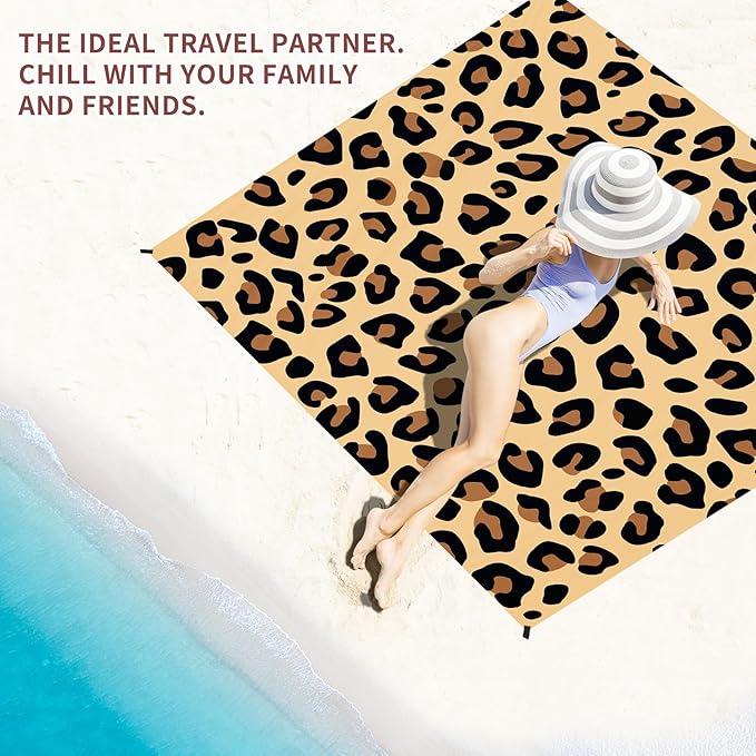 BYDOLL Beach Blanket Waterproof Sandproof 78''×81'' Suits1-4 Adults Compact Lightweight Oversized Sand-Free Blanket Large Picnic Mat for Beach Travel Camping Hiking