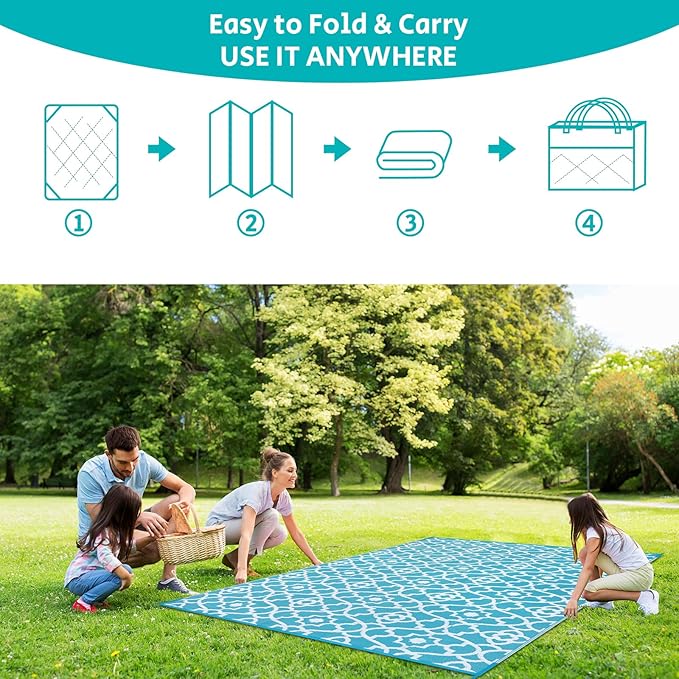 HEBE Outdoor Rug 6'x9' for Patios Waterproof Clearance Reversible Patio Mat Plastic Straw Rug RV Camping Mat Outside Area Rug Carpet for Camping RV,Porch,Deck,Balcony,Camper,Backyard