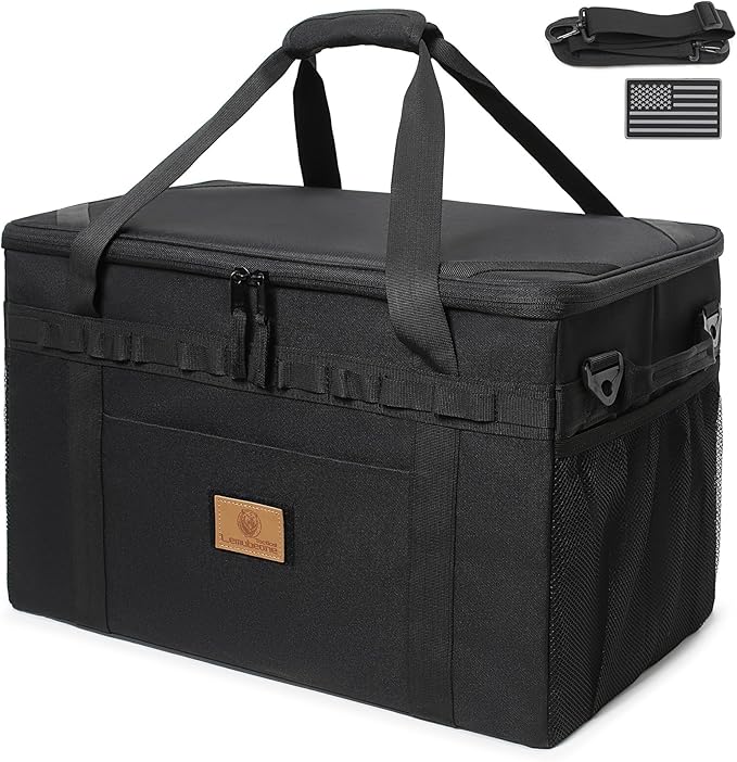 Tactical Camping Storage Bag Utility Tote Bag Camping Kitchen Organizer with Axe Holder & Shoulder Strap