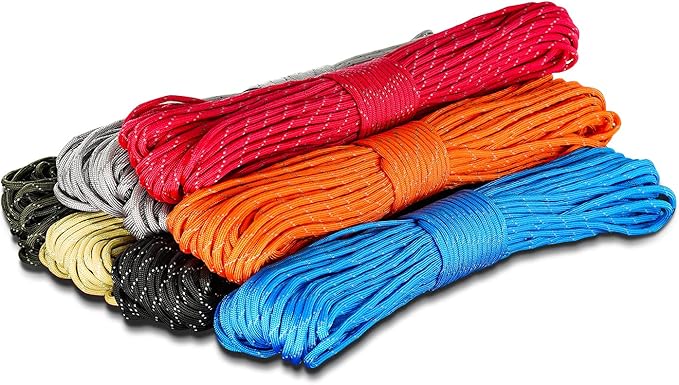 550 Reflective Paracord 100% Nylon 50' 2.5mm 100' 4mm 550 para Cord for Outdoor Emergency Tactical Survival Camping Hiking Bracelet