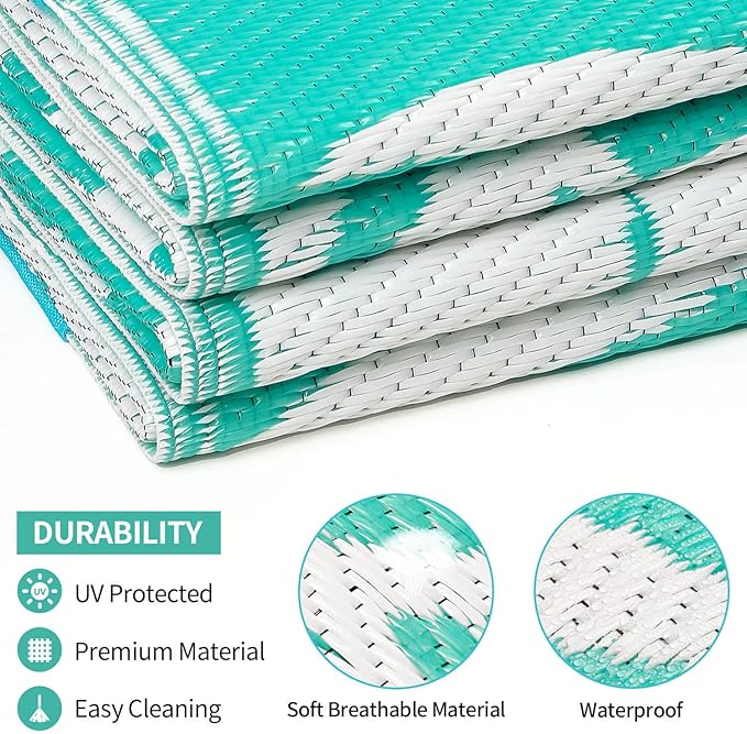 Outdoor Rugs Patio Camping Waterproof - 4x6 Plastic Straw Patio Rug Portable for Campers, Outside RVs Mat, Outdoor Area Carpet for Patios Clearance, Backyard Porch, Balcony, Picnic