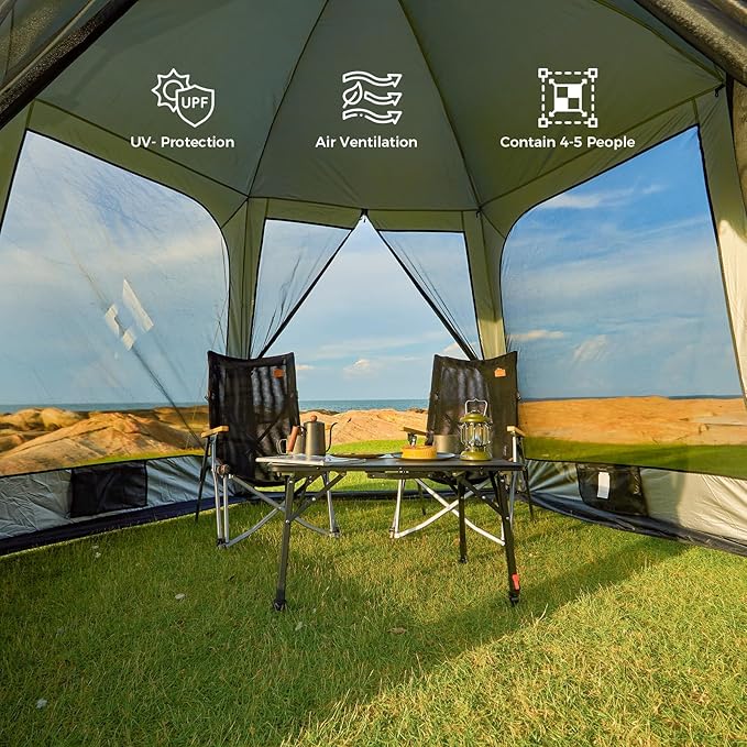 KingCamp Screen Tent, Camping Tent for 6-8 Person 12' x 12' Portable Screen House Room with Detachable Sunshade for Camping, Garden & Backyard