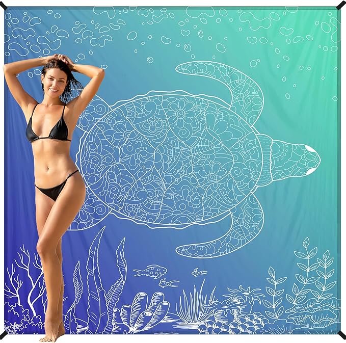 BYDOLL Beach Blanket 78''X81'' 4-7 Adults Oversized Lightweight Waterproof Sandproof Blanket for Beach Large Picnic Mat Travel Camping