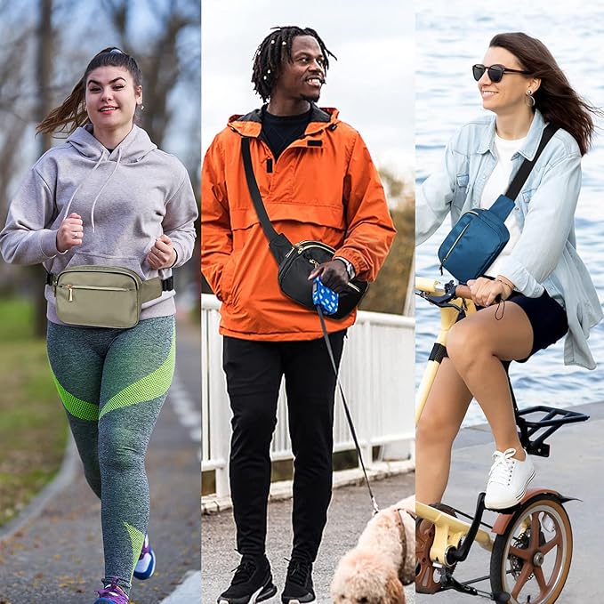 Fanny Packs for Women Men Fashion Plus Size Waist Pack Belt Bag Fanny Pack for Girls Boys with 5 Pockets Adjustable Belt, Cute Bum Bag Hip Bags for Travel Disney Running (Olive Green Fanny Pack)