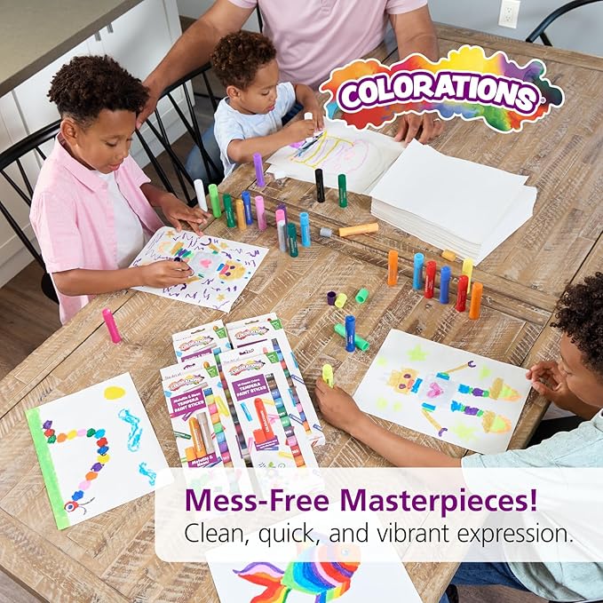 Tempera Paint Sticks, 24 Colors, Silky Smooth Color Application, Classic, Neon & Metallic Colors