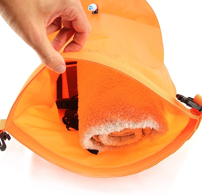 Swim Buoy & Drybag - for Swimmers, Open Water and Triathlon. Pull Buoy for Adults and Kids. Orange Signal Swimming Bubble