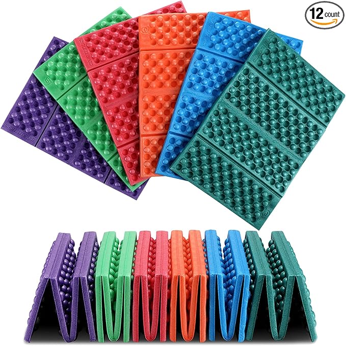 Jutom 12 Pcs Camping Foam Pad for Floor Foldable Hiking Sit Pad EVA Foam Waterproof Seat Cushion Chair Stadium Mat for Mountaineering Camping Hunting