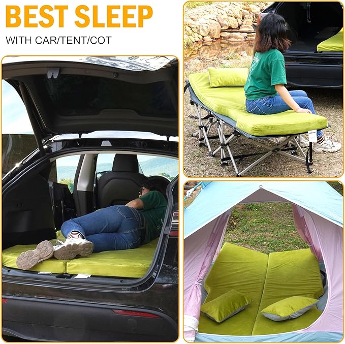 Memory Foam Camping Mattress for Tesla Model Y Sleeping Pads Sleeping Mat 3 INCH Thick Road Trip/Car Camping/Super Charger Nap/Temporary Car Sleeping