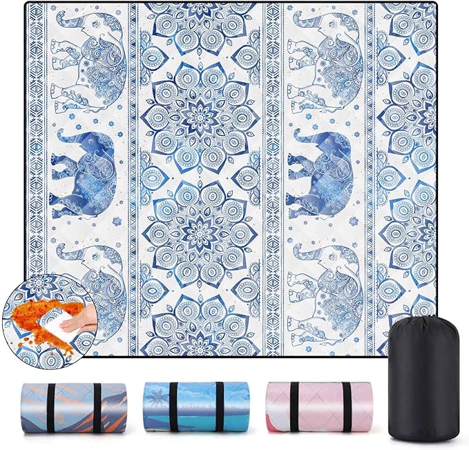 Picnic Blankets 60x80 Portable Family Roll Up Couple Blanket Sand Mats for Beach Fold Up Car Stadium Yoga Matt Lightweight Backpack Blanket Dog Car Seat Cover European Travel Hiking Essential