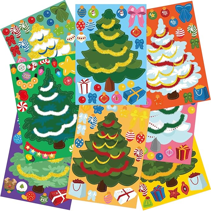 48 Pcs Christmas Tree Stickers Make A Christmas Tree Sticker Sheets for Kids Sticker Home Classroom Party Favor Art Craft School Rewards