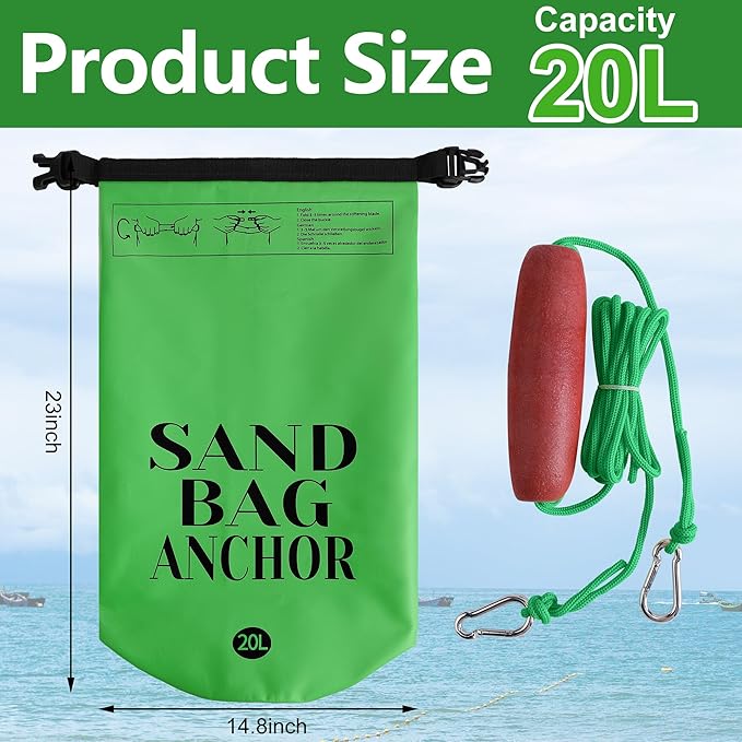 RunNico 500D Sand Anchor for Small Boats,2 in 1 PWC Jet Ski Anchor Kit with Adjustable Buoy,Waterproof Dry Bag for Jet Ski, Kayak, Boat, Watercraft and Canoe