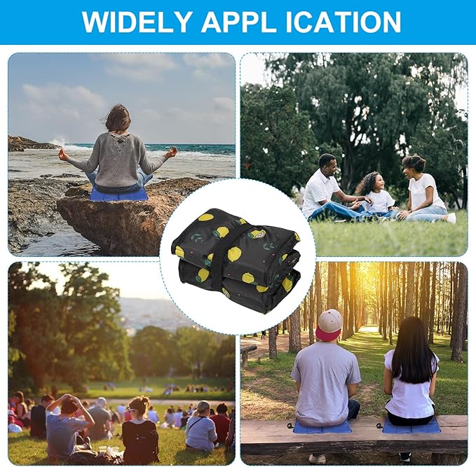 PATIKIL 15.7"x11.6"x0.4" Foldable Hiking Seat Pad, Cushion Sitting Pads Foam Mat Ultralight Waterproof for Outdoor Camping Picnic Stadium, Yellow Black
