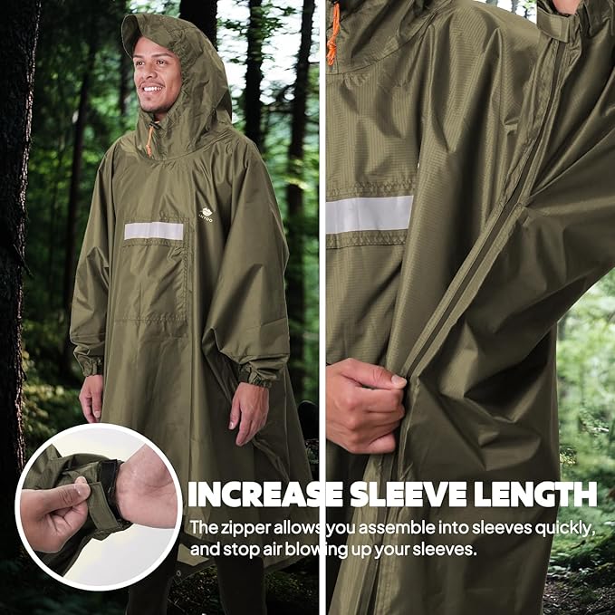 ANYOO Hooded Rain Poncho for Adults Waterproof Lightweight Rain Coat for Men Women Reusable Rain Jacket for Emergency Outdoor