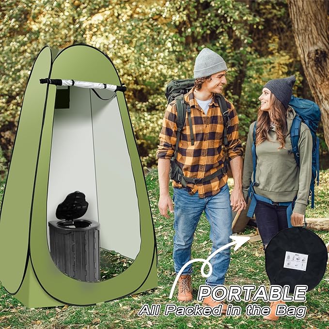 Camping Toilet Kit with Pop Up Privacy Tent, X Large Portable Folding Toilet Potty for Adults, Outdoor Camp Shower Tents,Changing Room with Carry Bag