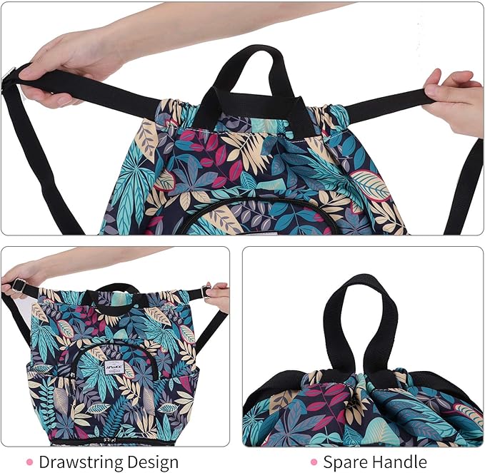 Dry Wet Drawstring Backpack with Shoe Compartment for Women Adjustable Gym Bag