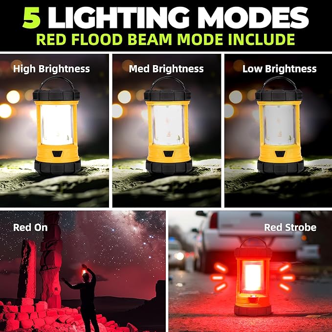 Rechargeable Camping Lantern, 3000LM 5 Light Modes Camping Light 4400 Capacity Phone Charger LED Impact-Resistant Flashlight Lantern Portable Waterproof Hurricane Lanterns for Emergency(Orange)