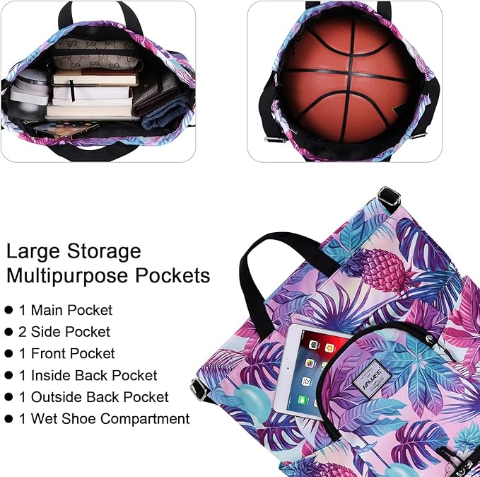 Dry Wet Drawstring Backpack with Shoe Compartment for Women Adjustable Gym Bag