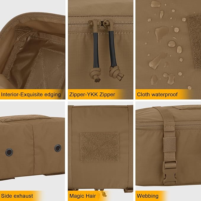 PETAC GEAR 4 PCS Tactical Modular Packing Cubes with Waterproof Material, Large Capacity Storage Bag, Easy Clean Outdoor Travel Organize Storage Pouches Bags (CB)