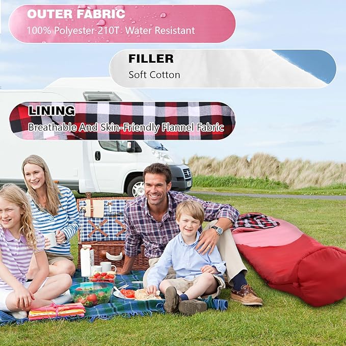 Cold Weather Mummy Sleeping Bag Flannel 0 Degree Winter Sleeping Bag Machine Washable Heavy Duty for Adults,Teenager with Compression Sack 4 Seasons for Camping Hiking Traveling